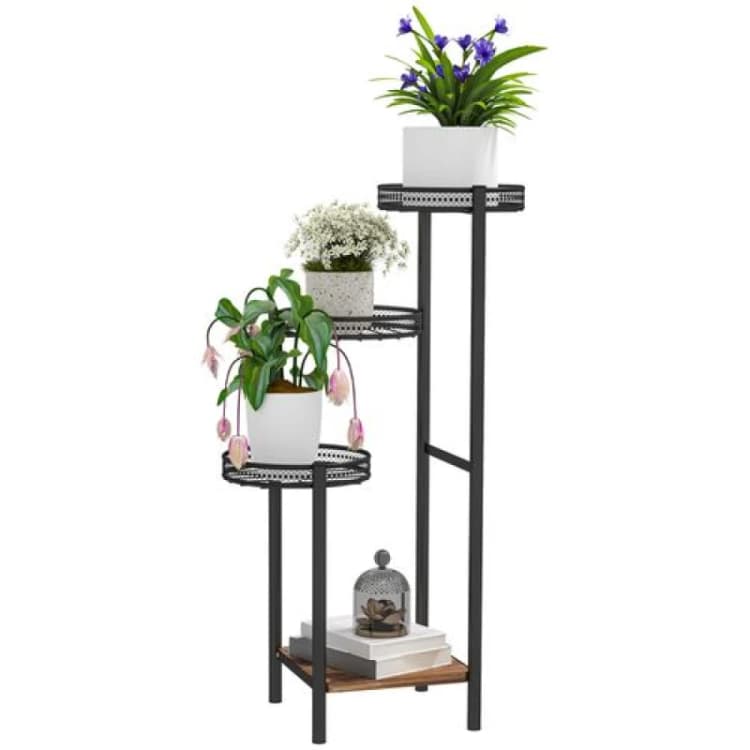 Image of Outsunny Outsunny 4 Tiered Plant Pot Stand, Metal Plant Shelf for Living Room