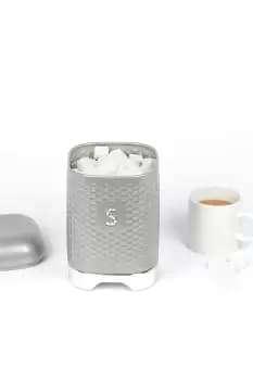 Image of Shadow Grey Retro Sugar Jar with Geometric Textured Finish