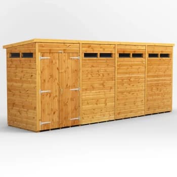 Image of 16x4 Power Apex Security Shed Double Door - Brown