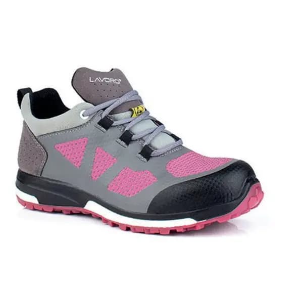 Image of Lavoro Beeswift Leia Ladies Anti-Static Non-Metallic Lace up Shoe 1 Pair Grey/Pink 03 LAV121503