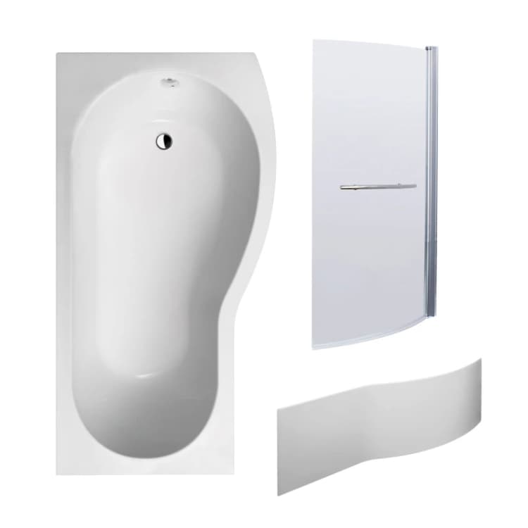 Image of Balterley Right Hand B Bath Front Panel and Bath Screen with Rail 1700mm Silver