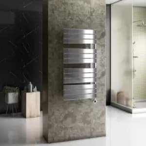 Image of ElectriQ Designer Chrome Flat Panel Towel Rail - 400W with WiFi Thermostat - H1080xW500mm - IPX4 Bathroom Safe