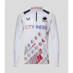 Image of Castore Saracens quarter Zip Top - White