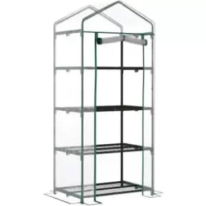 Image of Outsunny - Portable 4-Tier Mini Greenhouse Plant Grow House Shed w/ Clear Cover - Green