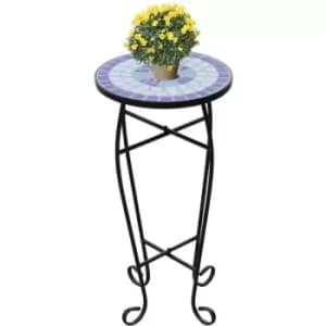 Image of Vidaxl - Mosaic Side Table Plant Table Blue White - Blue