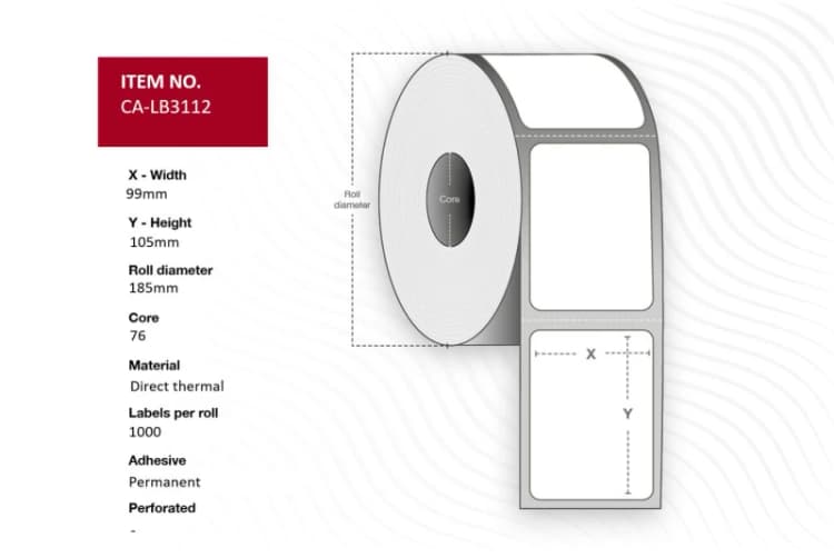 Image of Capture CA-LB3112 printer label White