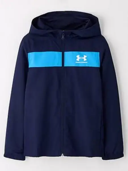 Image of Under Armour Junior Boys Sportstyle Windbreaker Jacket - Navy/White Size XS, Women Navy VUA1T Female XS