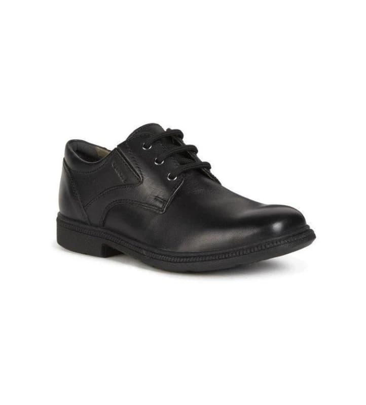Image of Geox Mens 'Jr Federico' Leather Shoes in Black Size: 4 Black Male 4