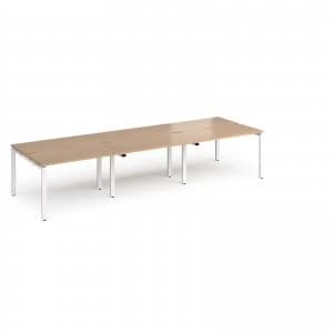 Image of Adapt II Triple Back to Back Desk s 3600mm x 1200mm - White Frame beec