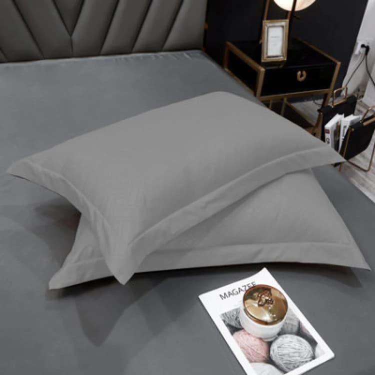 Image of Ezysleep Ezysleep 100% Egyptian Cotton Grey Oxford Pillowcase Set Size: Standard Pillow Case Grey Standard Pillow Case Unisex 5034567874731
