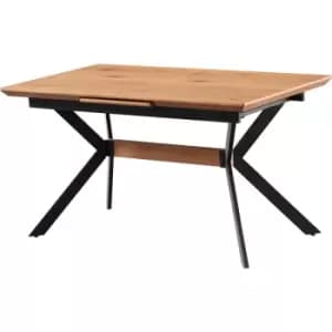 Image of Blaze Lux Extendable Single Dining Table, Solid Metal Legs and Wood Top, Oak - Oak