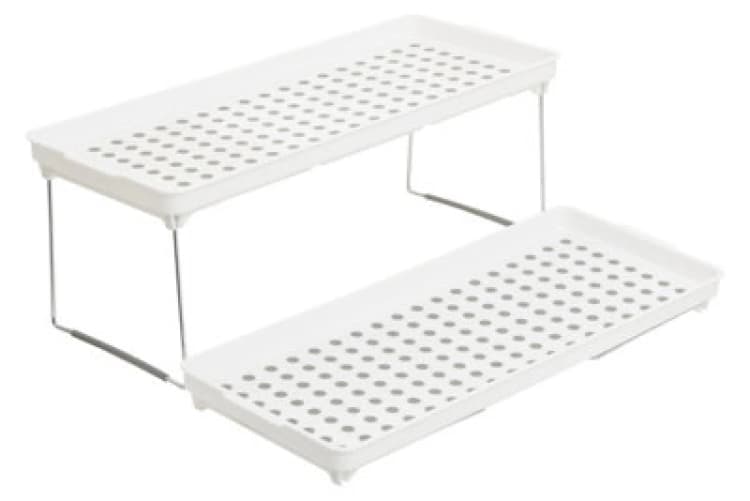 Image of Premier Housewares Adjustable White And Grey Cabinet Racks, Stylish Racks For Kitchen, Durable Robust Racks For Kitchen White