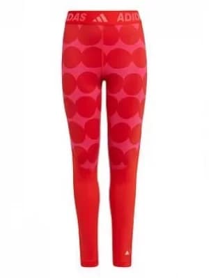 Image of Adidas Junior Girls Mm R Tf Tght, Pink/Red, Size 11-12 Years
