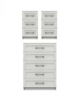 Image of Regal Ready Assembled 3 Piece Package - 5 Drawer Chest And Set Of 2 Bedside Chests