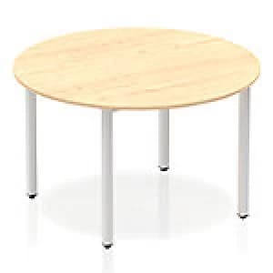 Image of Impulse Circle Table 1200 Maple Box Frame Leg Silver
