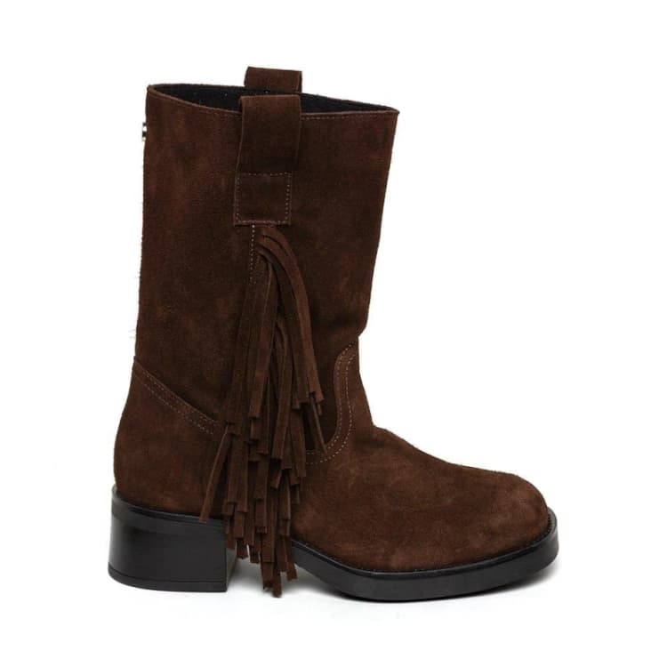 Image of Steve Madden Womens Benedict Biker Boots Brown Seude female 4 (37)