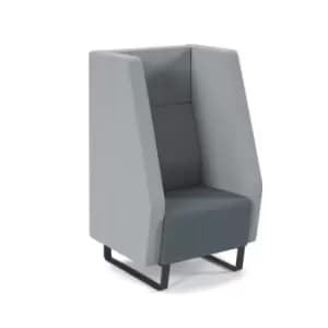 Image of Encore high back 1 seater sofa 600mm wide with Black sled frame - elapse grey seat with late grey back and arms