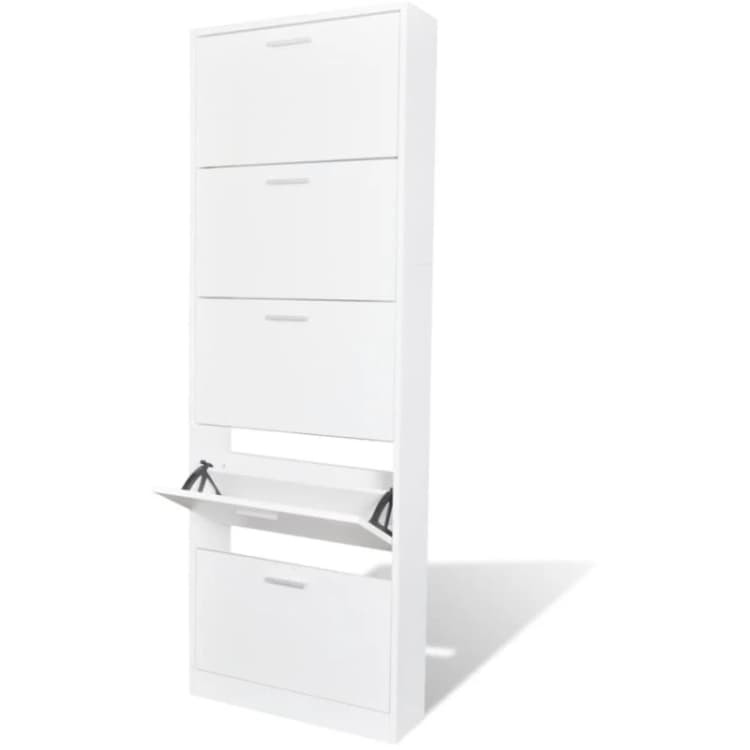 Image of VIDAXL vidaXL White Wooden Shoe Cabinet with 5 Compartments 241240