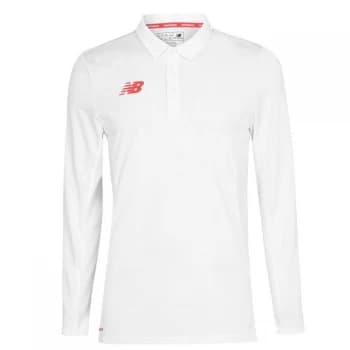 Image of New Balance Long Sleeve Player Polo Shirt Mens - White