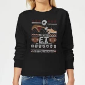 Image of E.T. the Extra-Terrestrial Be Good or No Presents Womens Sweatshirt - Black - XS