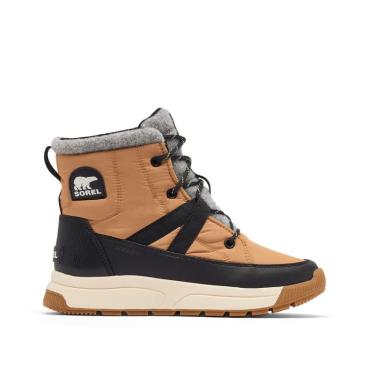 Image of Sorel Womens Whitney Mid Waterproof Lace Up Snow Boots Tawny Buff Blk female 5 (38)