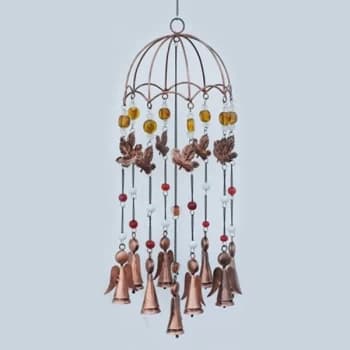 Image of Windchime - Copper Angel Under Umbrella