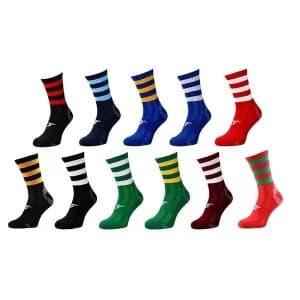 Image of Precision Pro Hooped GAA Mid Socks Red/Green - UK Size 7-11