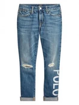 Image of Ralph Lauren Girls Polo Print Skinny Jeans - Blue, Size Age: 14 Years, Women