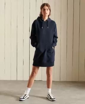 Image of Superdry Womens Vintage Logo Embroidered Hoodie Dress Navy / Eclipse Navy - Size: 6