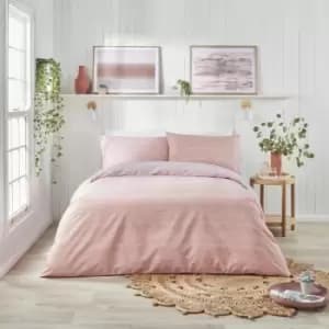 Image of Bethan Stripes Print Easy Care Reversible Duvet Cover Set, Rose Pink, Double - Fusion