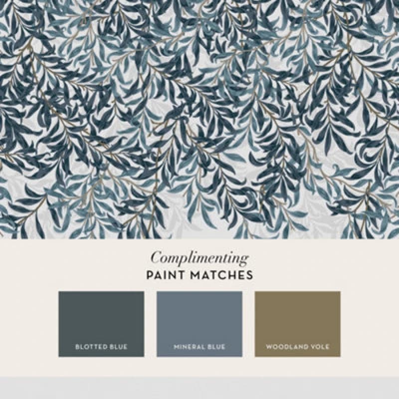 Image of William Morris at Home Willow Bough Blue Fixed Size Mural Blue One Size