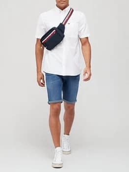 Image of Tommy Jeans Reg Solid Short Sleeve Shirt - White, Size S, Men