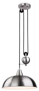 Image of Century 1 Light Rise & Fall Dome Ceiling Pendant Brushed Steel, E27