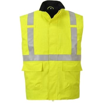 Image of Portwest - S776YERXXXL - sz 3XL Bizflame Rain Hi-Vis Antistatic FR Bodywarmer - Yellow