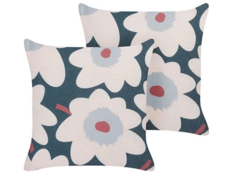 Image of Beliani Set Of 2 Decorative Cushions Sesbania 45 X 45cm Multicolour Floral Pattern