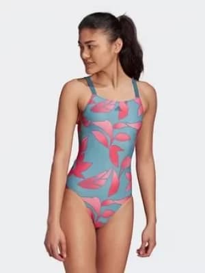 Image of adidas Sh3.ro Nature Swimsuit, Green/Purple, Size 38, Women
