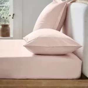 Image of Ted Baker 250 Thread Count Plain Dye Kingsize Fitted Sheet, Soft Pink