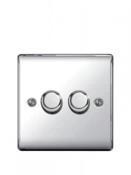 Image of British General Electrical Raised 2G Dimmer Switch - Polished Chrome