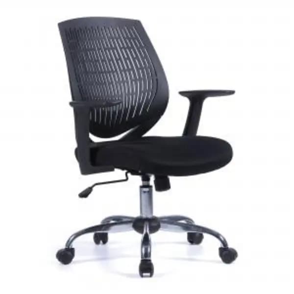 Image of Ultra Medium Back Sturdy & Flexible Designer Armchair with Chrome NTDSBCPF590BK