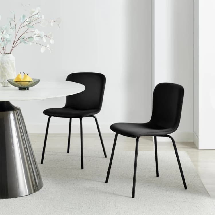 Image of FurnitureboxUK FurnitureboxUK 2 x Asti Black Velvet Dining Chairs Black One Size Unisex 5061064388256