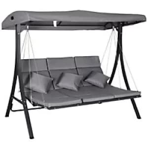 Image of Outsunny Swing Chair 84A-139V70 Steel Pipe, Spun Polyester Black, Grey