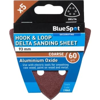 Image of Bluespot - 19860 93mm 5 Pack 60 Grit Delta Sanding Sheets
