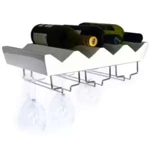 Image of Techstyle Monterey 4 Bottle Wall Mounted Floating Wine Storage Shelf White