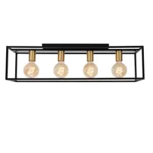 Image of Ruben Modern Bar Flush Ceiling Light - 4xE27 - Black