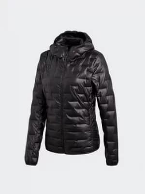 Image of adidas Light Down Hooded Jacket, Black, Size 10, Women