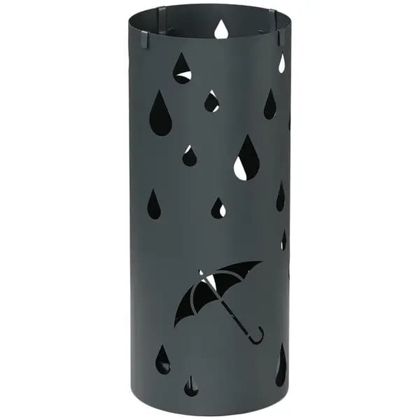Image of HOMCOM Round Umbrella Stand Umbrella Holder for Hallway with 4 Hooks Dark Grey