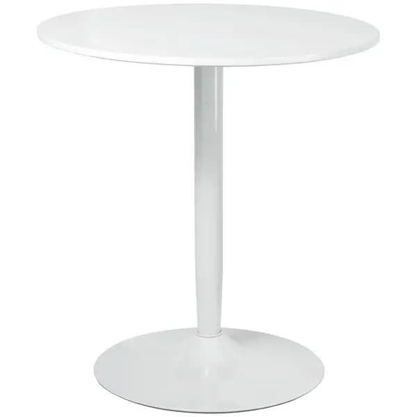 Image of HOMCOM Round Dining Table, Modern Dining Room Table with Steel Base, Non-slip Foot Pad, Space Saving Small Dining Table, White
