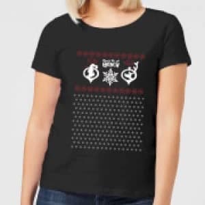 Image of The Grinch Pattern Womens Christmas T-Shirt - Black
