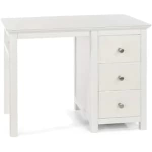 Image of White Wood Painted Single Pedestal 3 Drawer Storage Dressing Table Vanity Desk