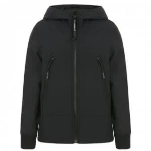 Image of CP COMPANY Junior Boys Softshell Goggle Hooded Jacket - Black 999